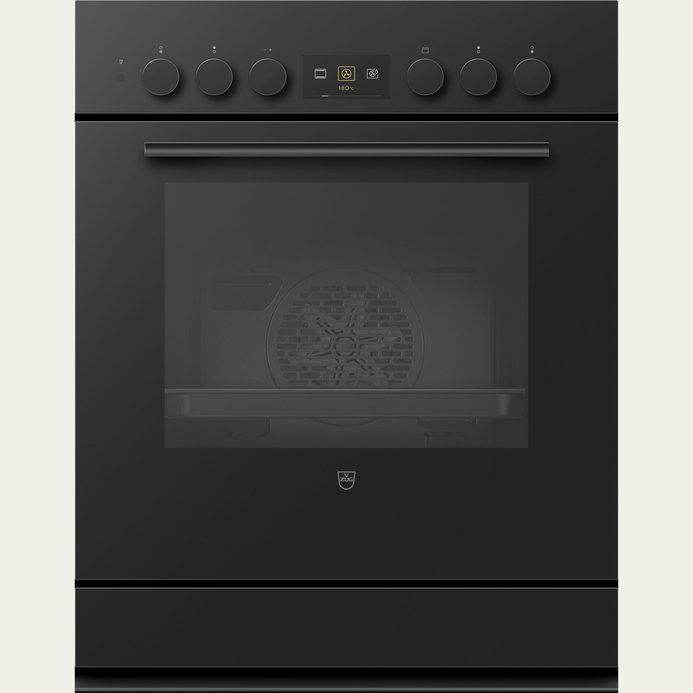 V-ZUG Cooker Combair V600 7UH, Standard width: 60 cm, Standard height: 76.2 cm, Nero with glass, Handle: Nero, dial, V-ZUG-Home, Heatable appliance drawer, Number of controllable cooking zones: 4, 400V