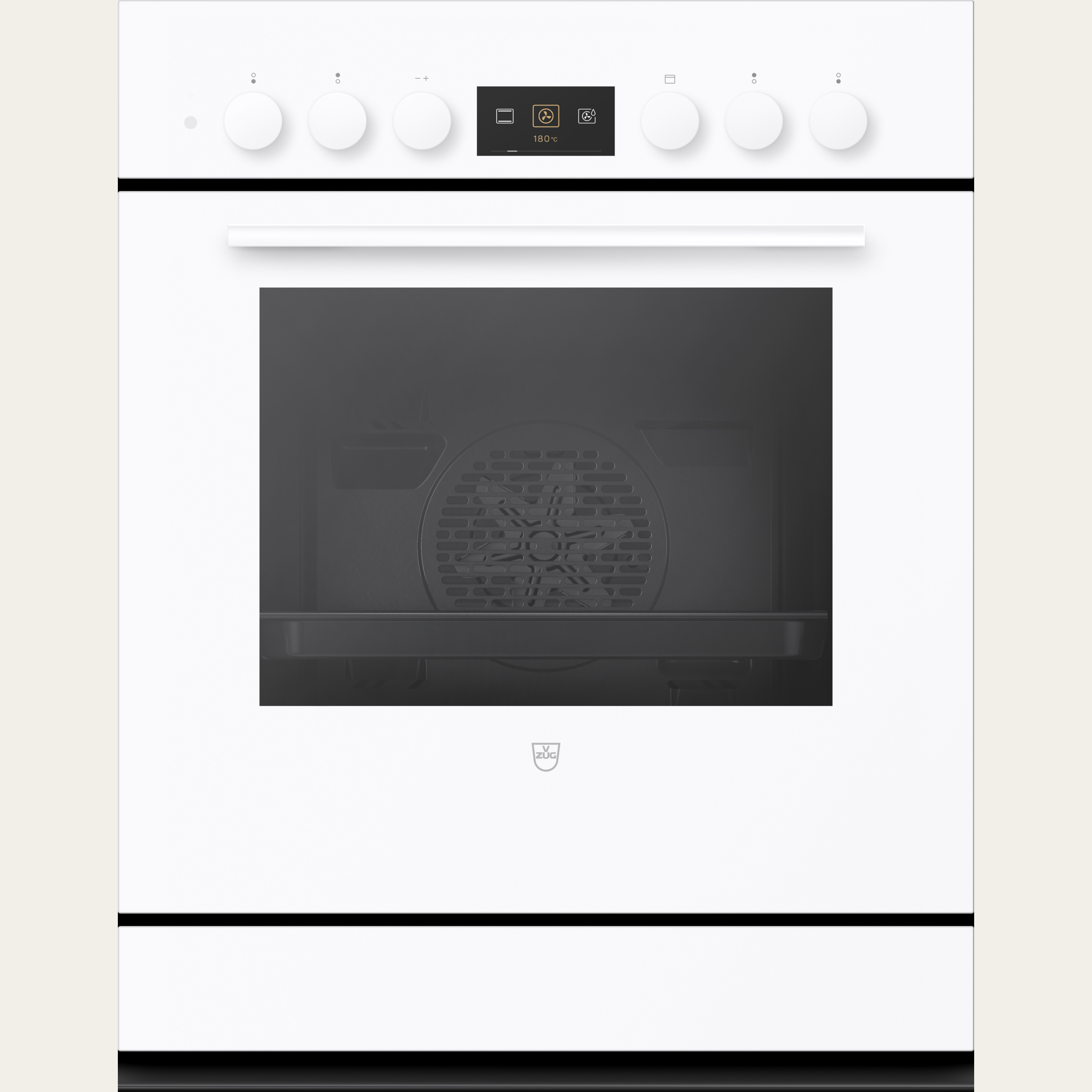 V-ZUG Cooker Combair V600 7UH, Standard width: 60 cm, Standard height: 76.2 cm, White with glass, Handle: white, dial, V-ZUG-Home, Heatable appliance drawer, Number of controllable cooking zones: 4, 400V