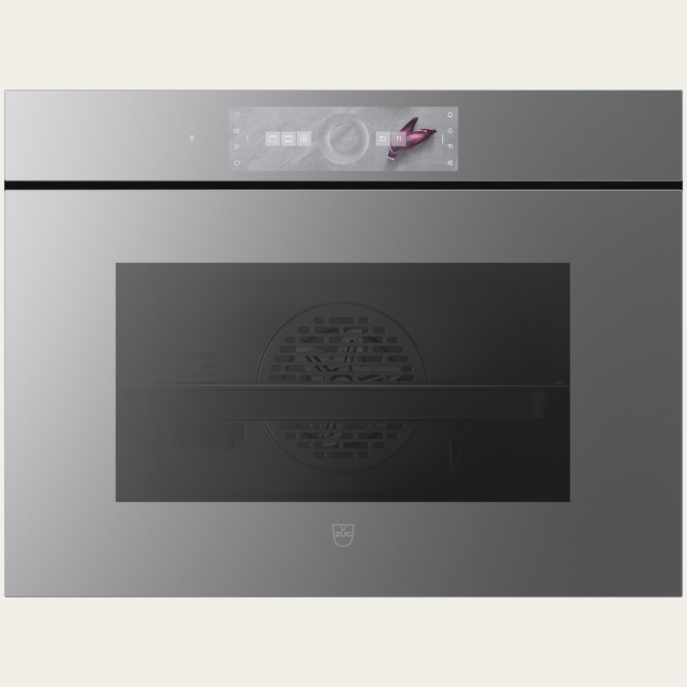 V-ZUG Oven Combair V6000 45P, Standard width: 60 cm,Standard height: 45 cm, Platinum mirror glass, Handle: Handle-free, Touchscreen with CircleSlider, V-ZUG-Home, Pyrolytic self-cleaning