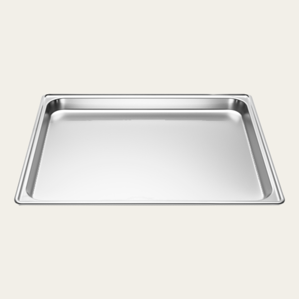 Stainless steel tray unperforated, W 430 x D 370 x H 25 mm