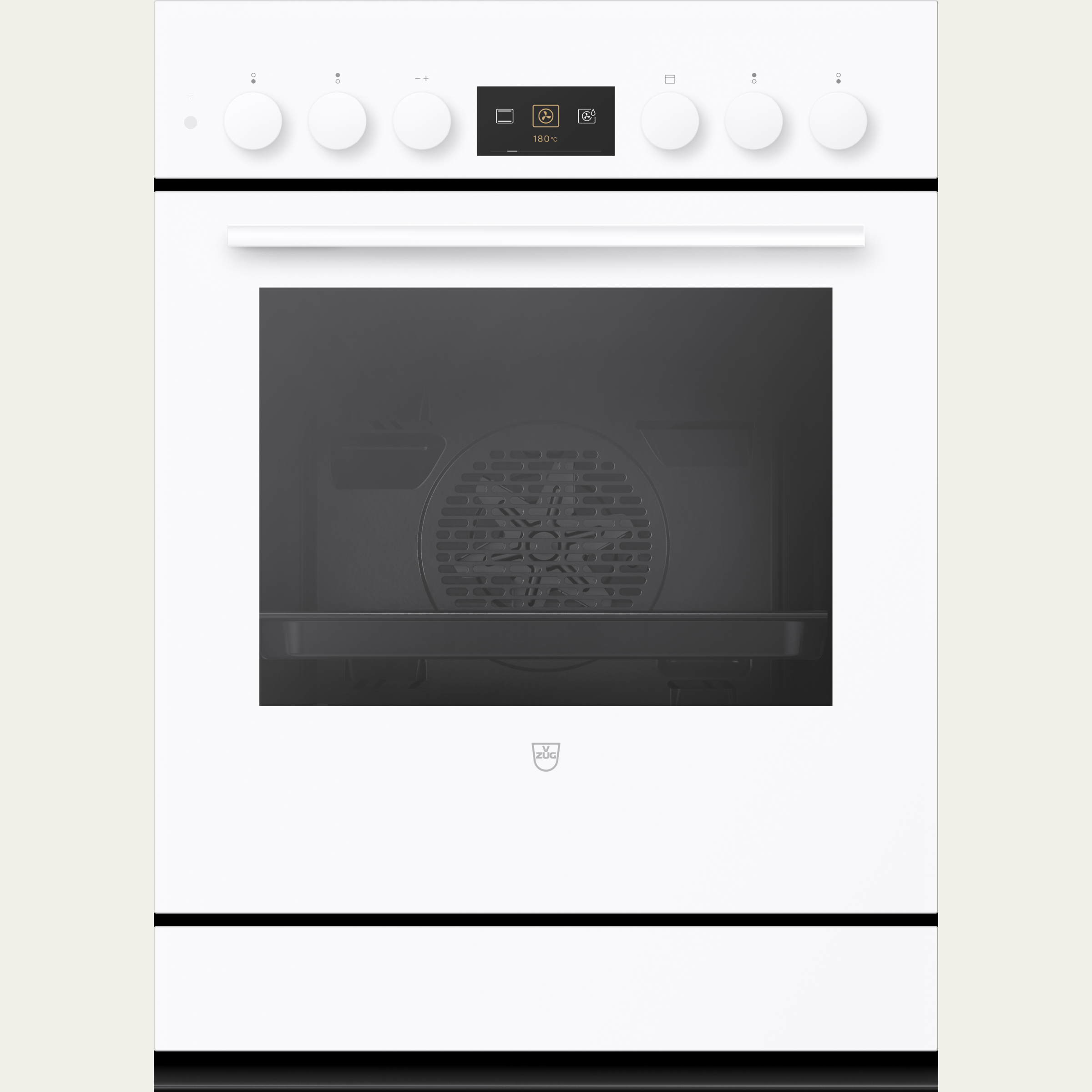 V-ZUG Cooker Combair V600 7UHC, Standard width: 55 cm, Standard height: 76.2 cm, White with glass, Handle: white, dial, V-ZUG-Home, Heatable appliance drawer, Number of controllable cooking zones: 4, 400V