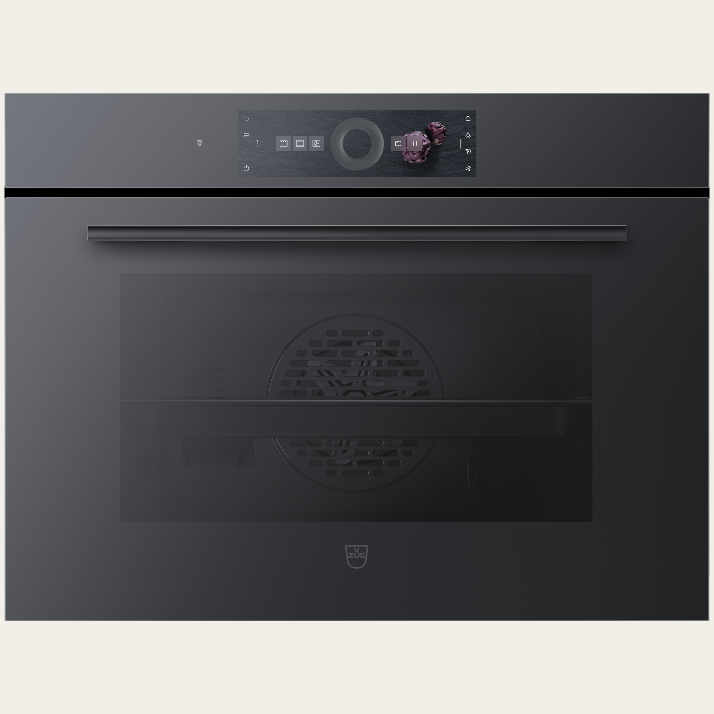 V-ZUG Oven Combair V6000 45P, Standard width: 60 cm,Standard height: 45 cm, Black mirror glass, Touchscreen with CircleSlider, V-ZUG-Home, Pyrolytic self-cleaning