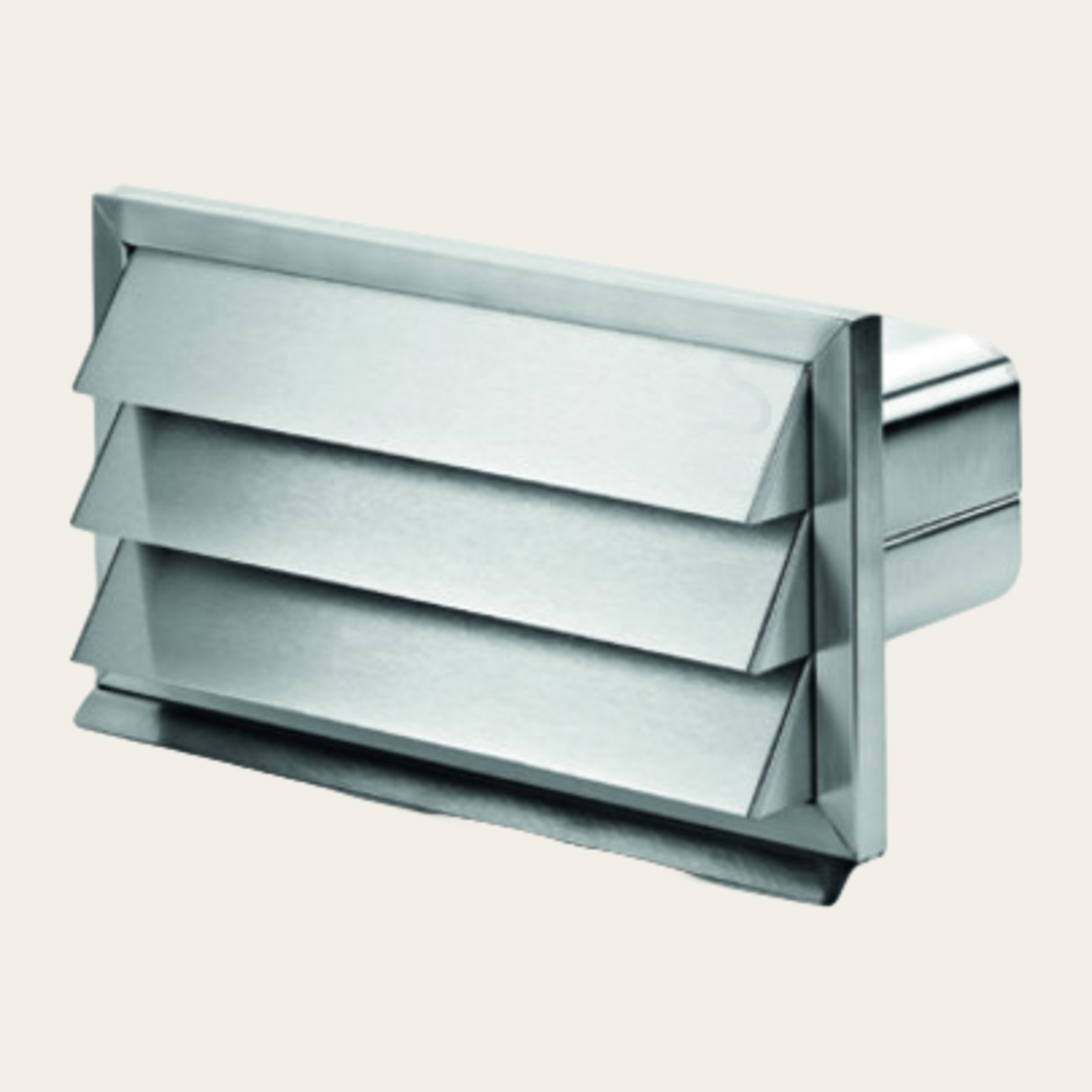 Weather protection louvre stainless steel with non-return flap W 290 x H 160 mm for connection to flat channel W 222 x H 89 mm)