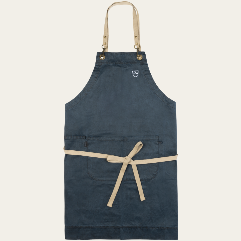 Cooking apron, textile, blue with white V-ZUG logo