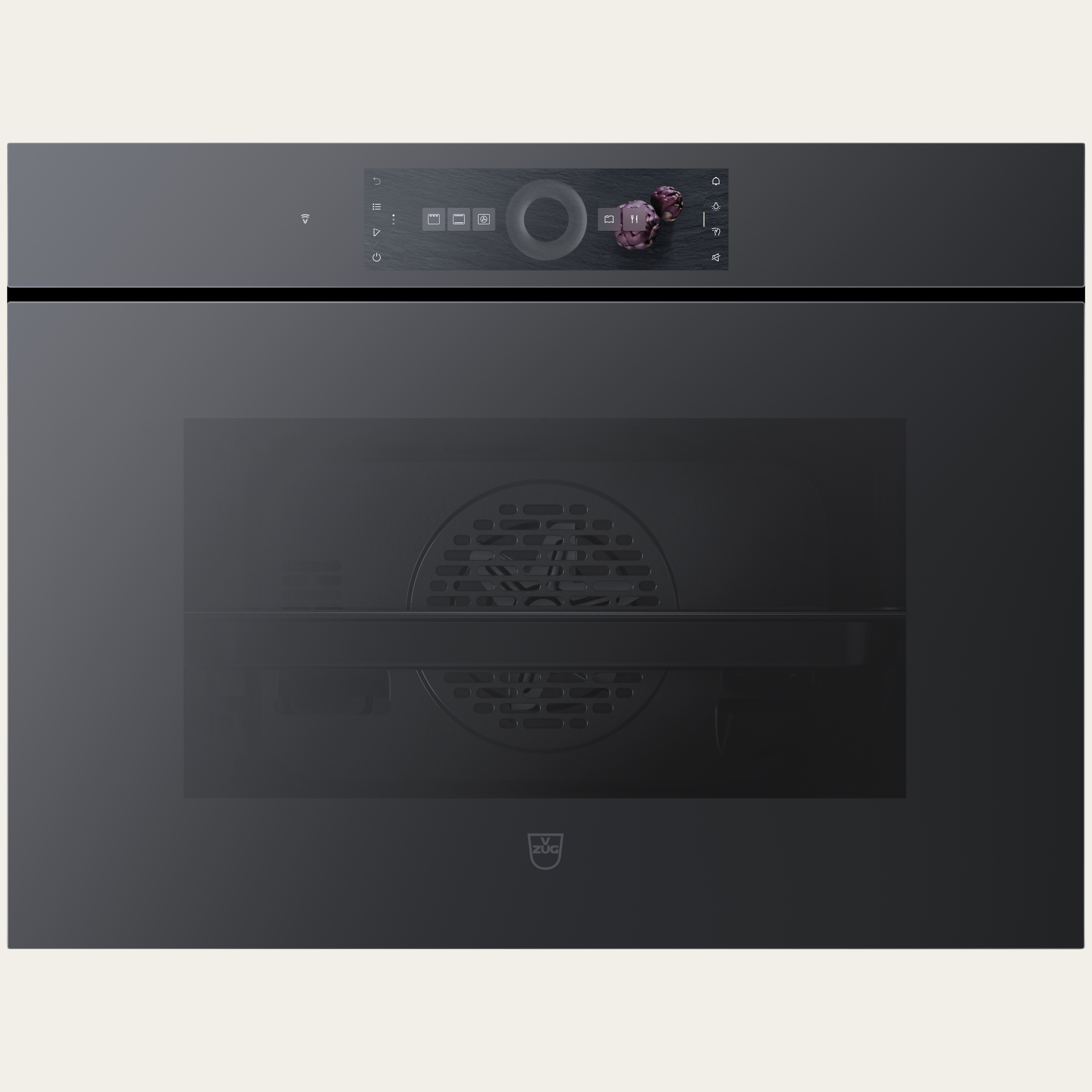 V-ZUG Oven Combair V6000 45, Standard width: 60 cm, Standard height: 45 cm, Black mirror glass, Handle: Handle-free, Touchscreen with CircleSlider, V-ZUG-Home, TopClean