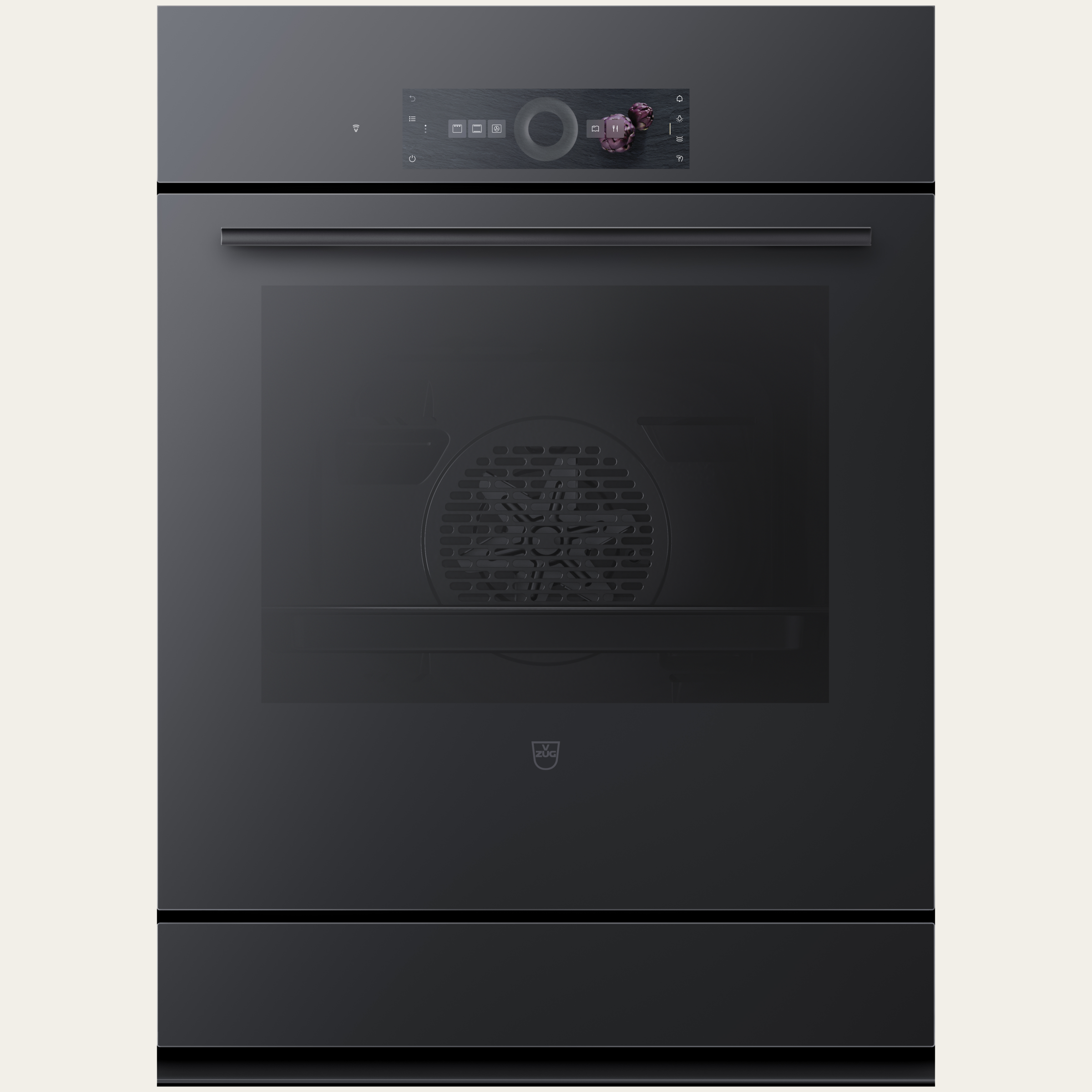 V-ZUG Oven Combair V4000 7UPC, Standard width: 55 cm, Standard height: 76.2 cm, Black mirror glass, Installation in floor unit, Touchscreen with CircleSlider,V-ZUG-Home, Heatable appliance drawer, Pyrolytic self-cleaning