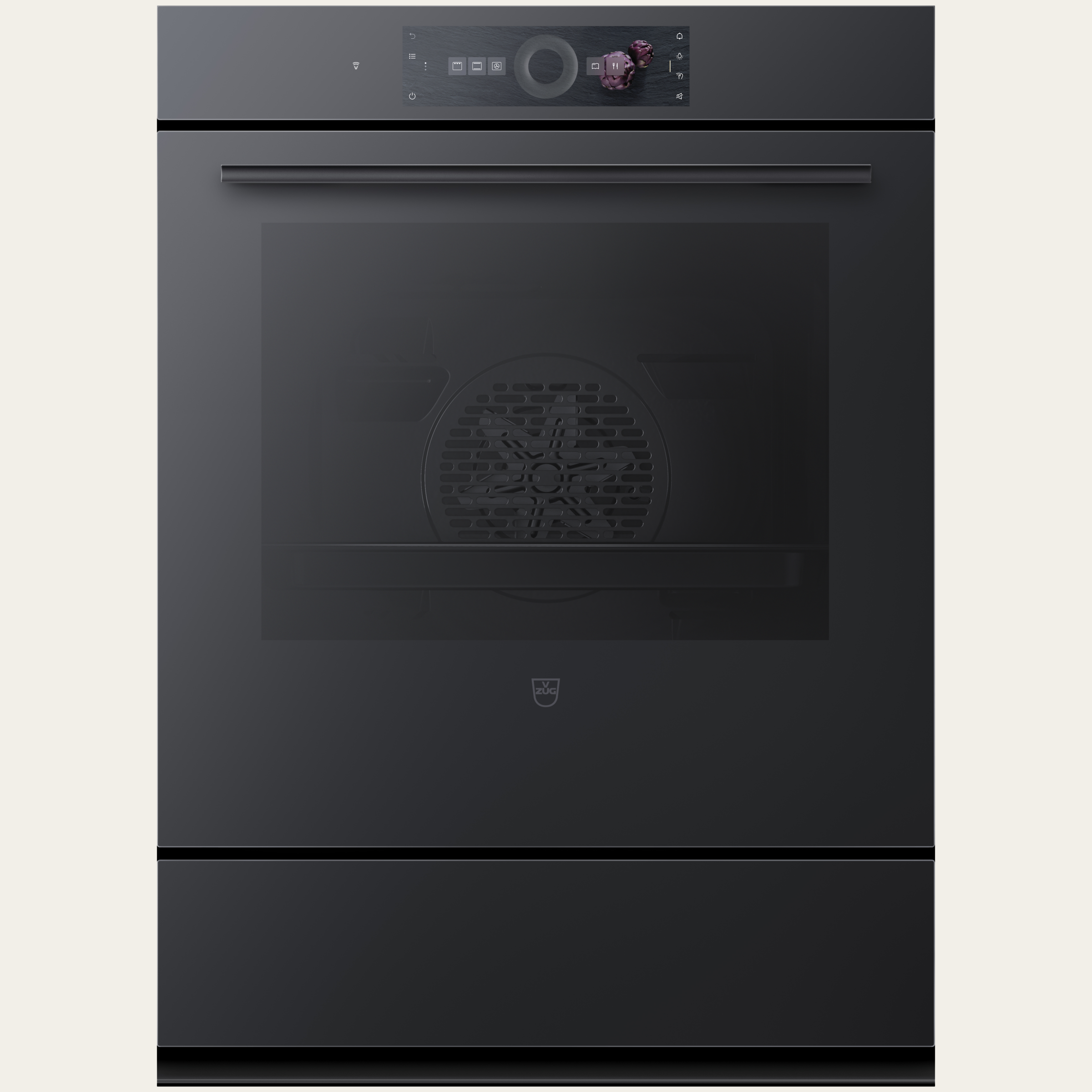 V-ZUG Oven Combair V4000 76PC, Standard width: 55 cm, Standard height: 76.2 cm, Black mirror glass, Touchscreen with CircleSlider, V-ZUG-Home, Appliance drawer, Pyrolytic self-cleaning